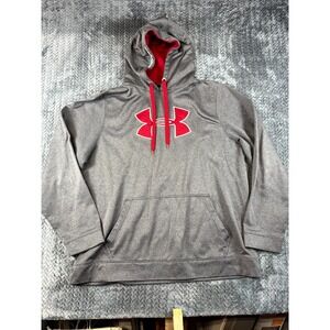 Under Armour Hoodie Mens 2XL Heather Gray Graphic Logo Fleece Lined Outerwear